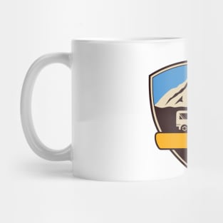 Travel Adventure Mountains Camper Emblem Mug